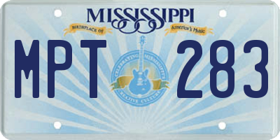 MS license plate MPT283