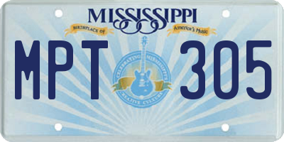 MS license plate MPT305