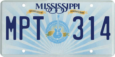 MS license plate MPT314