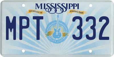 MS license plate MPT332