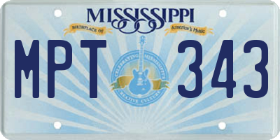 MS license plate MPT343
