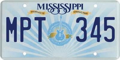 MS license plate MPT345
