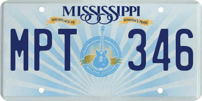 MS license plate MPT346