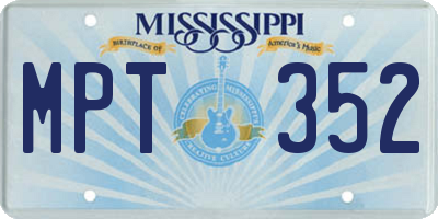 MS license plate MPT352
