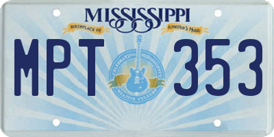 MS license plate MPT353