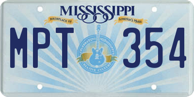 MS license plate MPT354