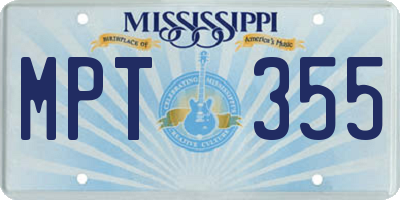 MS license plate MPT355