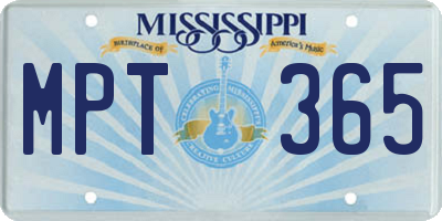 MS license plate MPT365