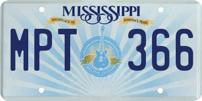 MS license plate MPT366