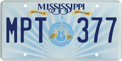 MS license plate MPT377