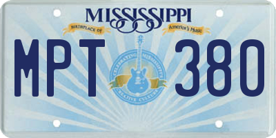 MS license plate MPT380