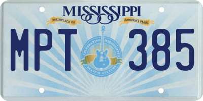 MS license plate MPT385