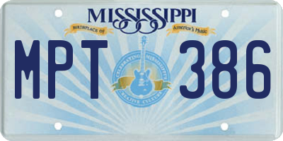 MS license plate MPT386