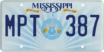 MS license plate MPT387