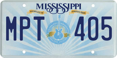 MS license plate MPT405
