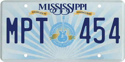 MS license plate MPT454