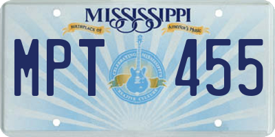 MS license plate MPT455