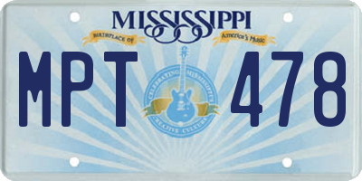 MS license plate MPT478