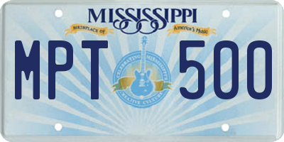 MS license plate MPT500