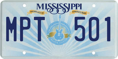 MS license plate MPT501