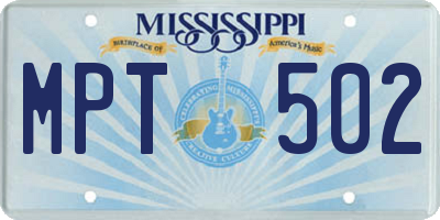MS license plate MPT502