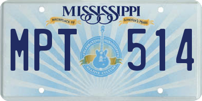 MS license plate MPT514