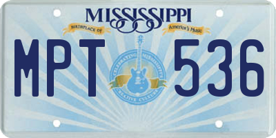 MS license plate MPT536