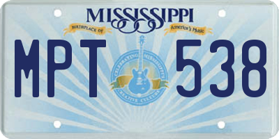 MS license plate MPT538