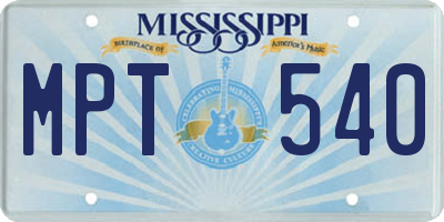 MS license plate MPT540