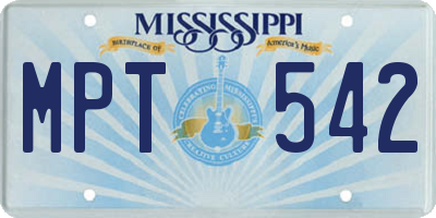 MS license plate MPT542