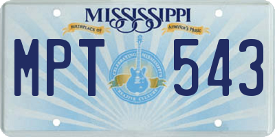 MS license plate MPT543