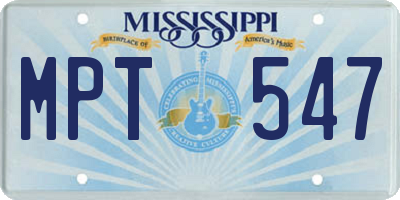 MS license plate MPT547