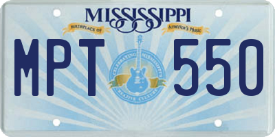 MS license plate MPT550