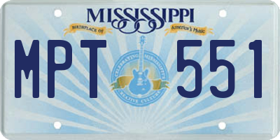 MS license plate MPT551
