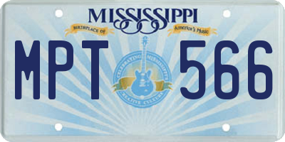 MS license plate MPT566