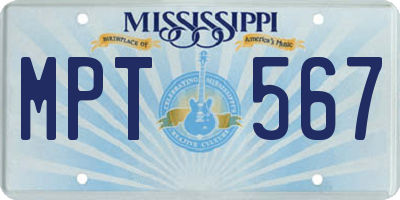 MS license plate MPT567