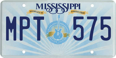 MS license plate MPT575