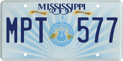 MS license plate MPT577