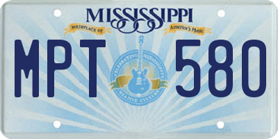 MS license plate MPT580