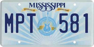 MS license plate MPT581