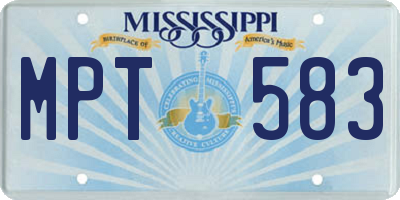 MS license plate MPT583