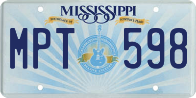 MS license plate MPT598