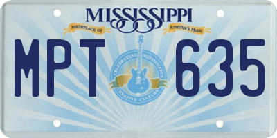 MS license plate MPT635