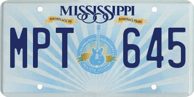 MS license plate MPT645