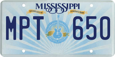 MS license plate MPT650