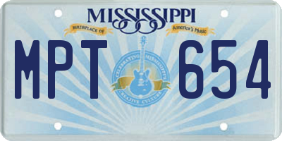 MS license plate MPT654