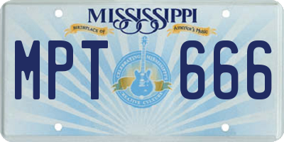 MS license plate MPT666
