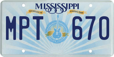MS license plate MPT670