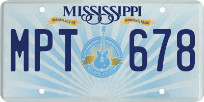 MS license plate MPT678