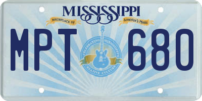 MS license plate MPT680